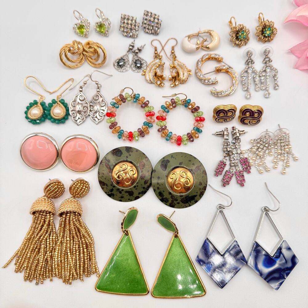 Pierced Earring Lot Costume Jewelry Mixed Styles Vintage To Now Reseller 20 Pair